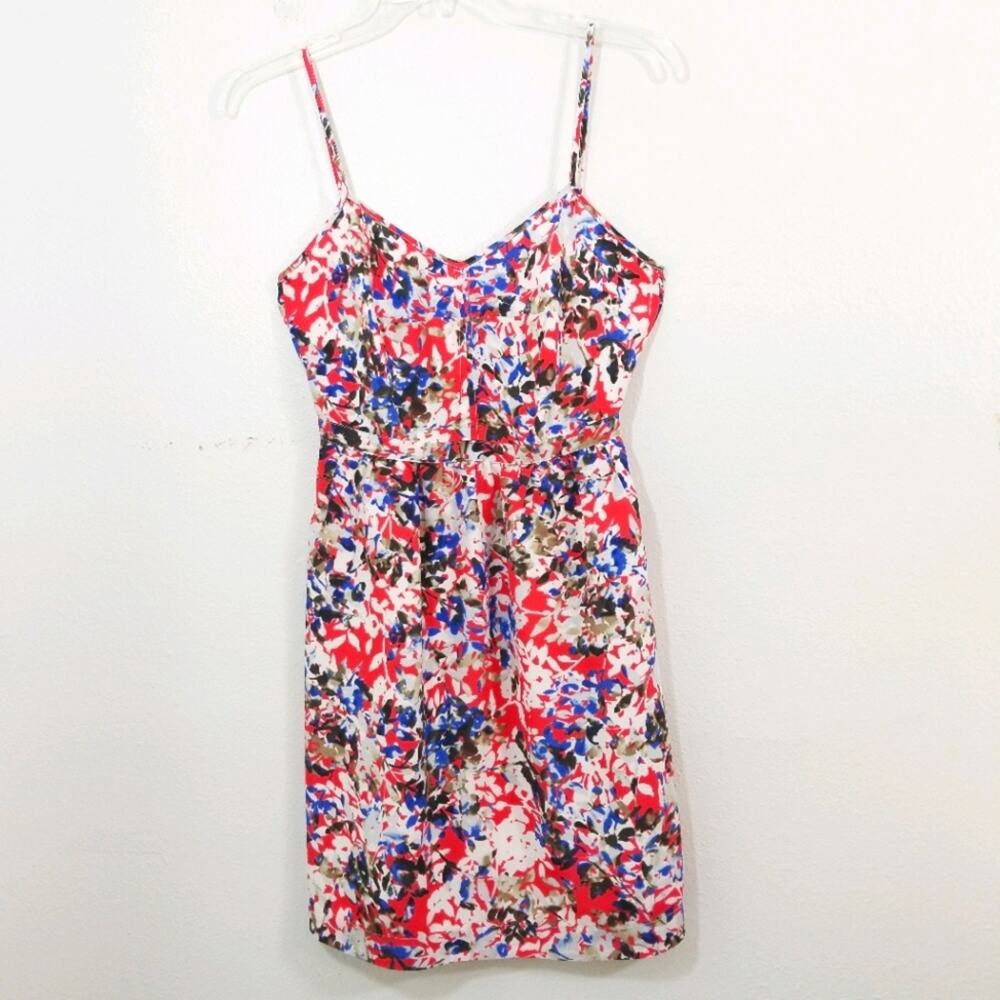 J Crew bright floral pocketed mini dress 00